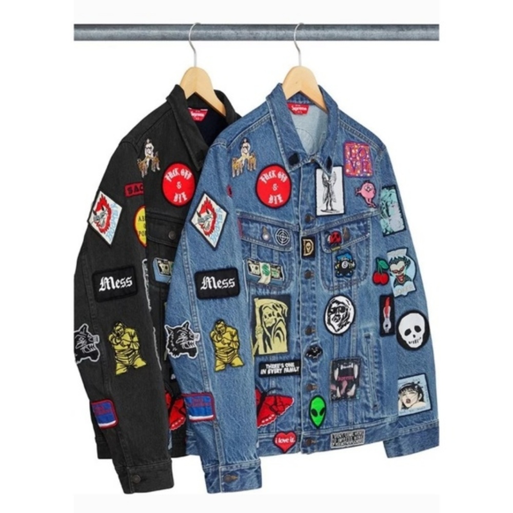 RARE NWT Supreme Patches Denim Jacket SS18 M - Picture 3 of 5